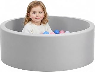 Wilwolfer Foam Ball Pit, Ball Pit for Toddlers, Gray, NO Balls | 33.5" x 10.5" Soft Memory Sponge Ball Pool for Kids, Round Playpen for Toddlers, Indoor Outdoor Game, Ideal Gift Toy for Kids