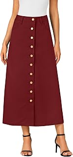 Vrtige Women's High Waisted Long Denim Skirt