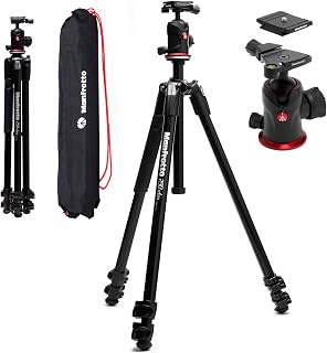 Manfrotto 290XTRA Aluminium Tripod Kit with 496 Ball Head, 3-Section Legs, 4 Angles Position, Quick Lever Locks, Arca-Swiss Plate, 10kg Payload, Shoulder Bag, for DSLR, Mirrorless, Compact Cameras