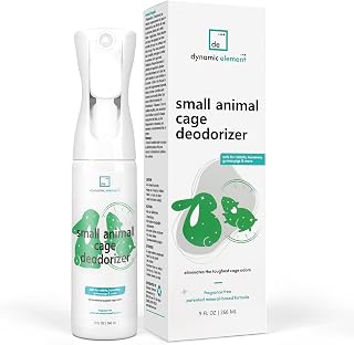Dynamic Element Small Animal Cage Deodoriser Spray, Unscented, 266mL | Mineral-Based, Safe for Pets, Tackles Urine Odours, For Hamster, Guinea Pig, Chinchilla, Rabbit Cages