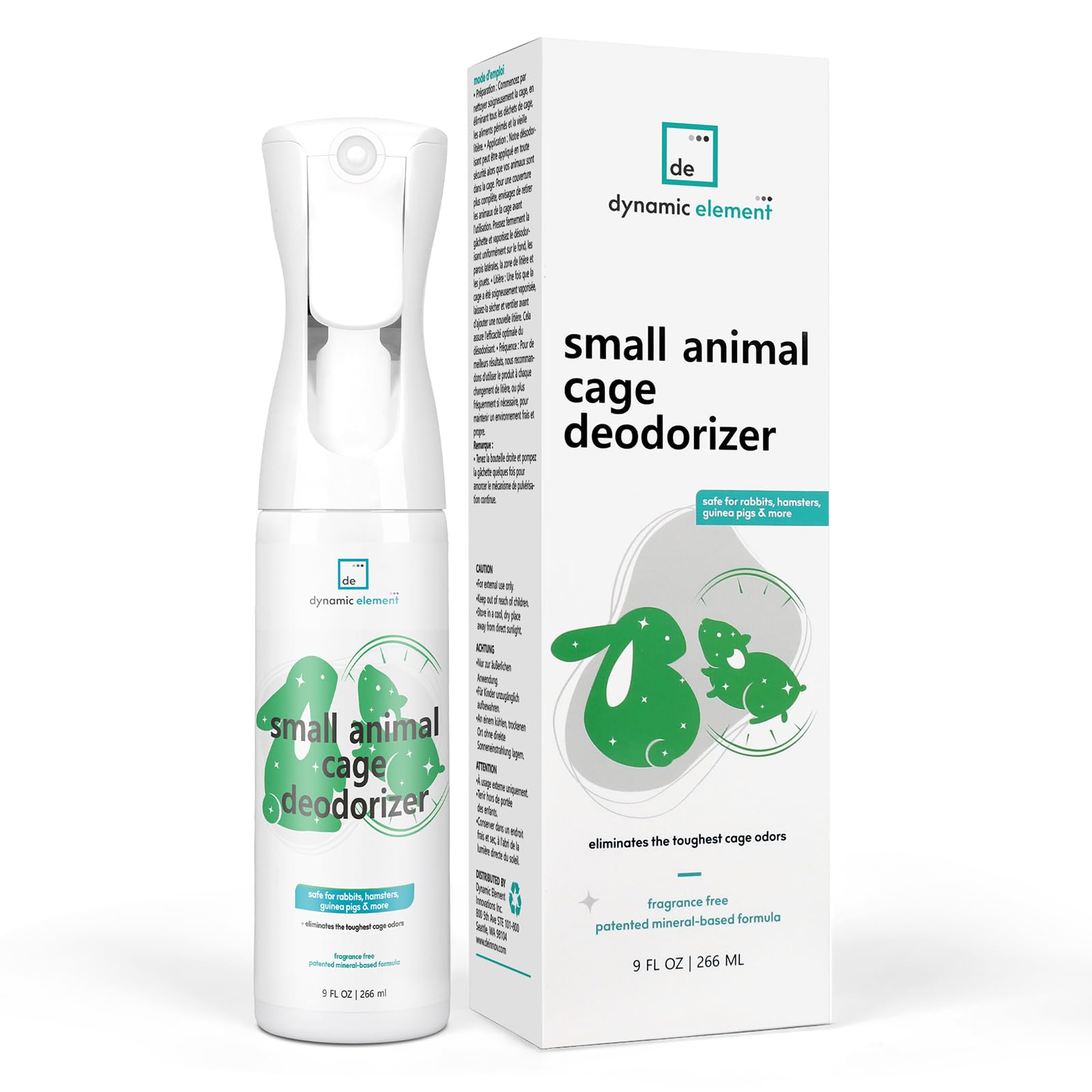 Dynamic Element Small Animal Cage Deodoriser Spray, Unscented, 266mL | Mineral-B
