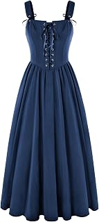SCARLET DARKNESS Renaissance Women's Sleeveless Lace Up Maxi Square Medieval Dress