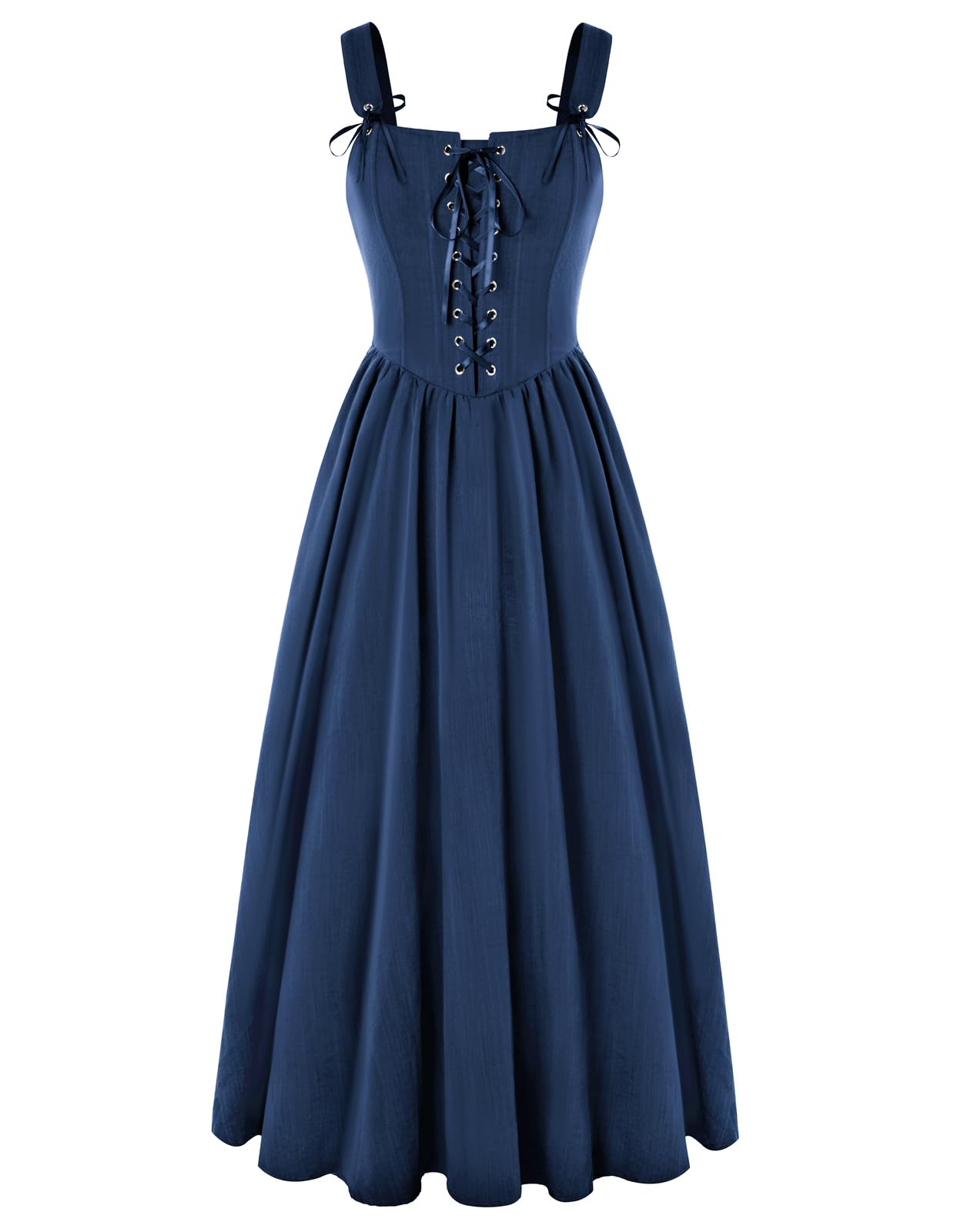 SCARLET DARKNESS Renaissance Women's Sleeveless Lace Up Maxi Square Medieval Dre