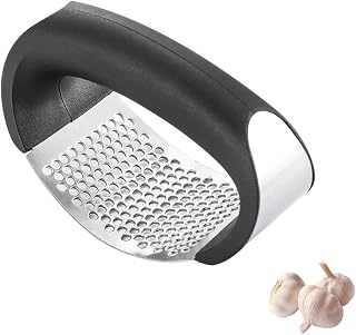 Stainless Steel Garlic Crusher, Featuring an Ergonomic Comfort Handle, A Practical Kitchen Tool for Effortless Crushing and Cleaning, Ideal for Kitchen Food Preparation
