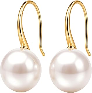 Pearl Earrings for Women, Faux Pearl Drop Earrings, Gold Plated