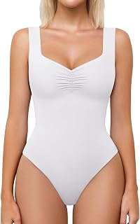 Avidlove Bodysuit for Women Sweetheart Neck Ruched Seamless Double Lined Tank Top Slimming Tank Top