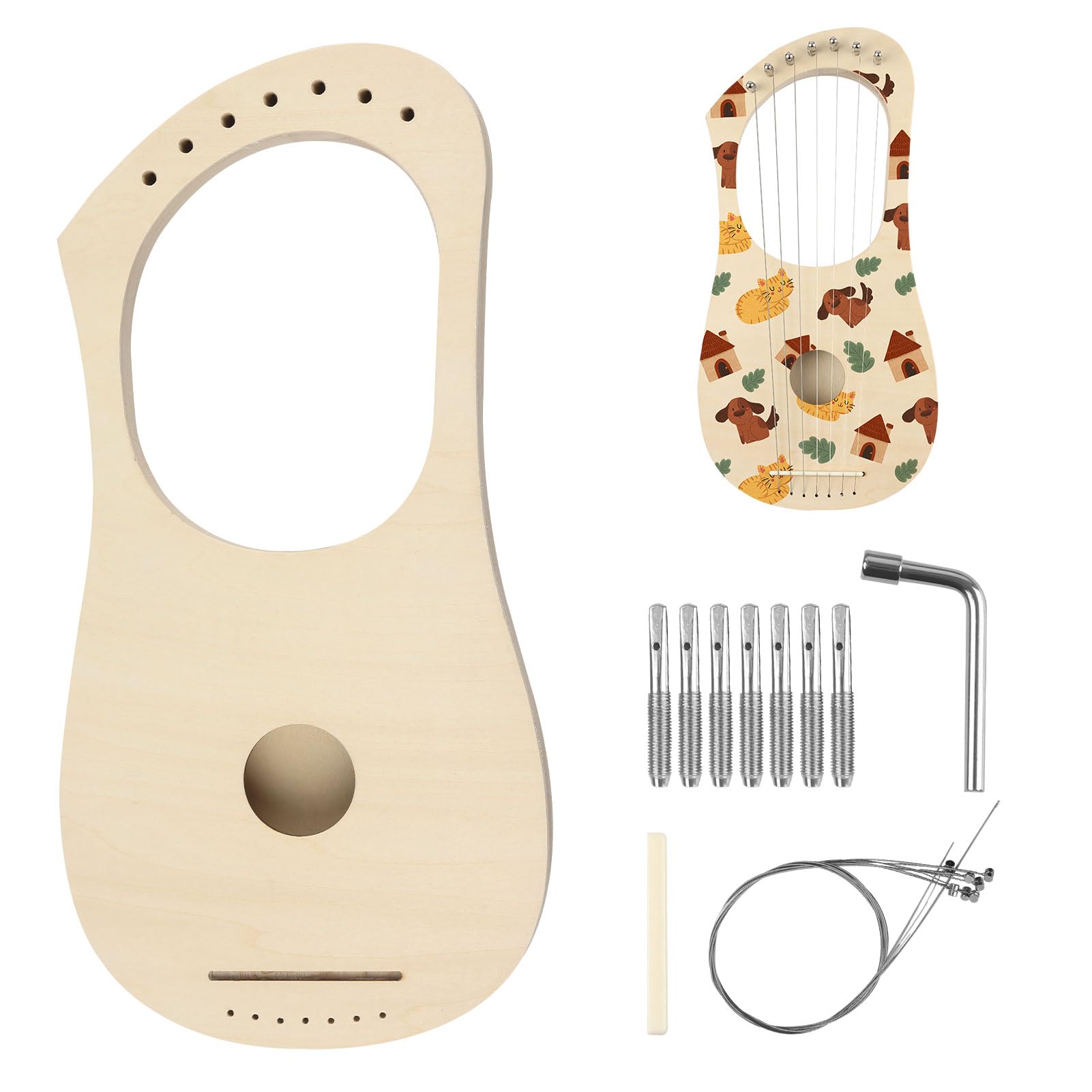 GOGHOST DIY 7 String Lyre Harp Kit for Beginners & DIY Enthusiasts | Wooden Inst