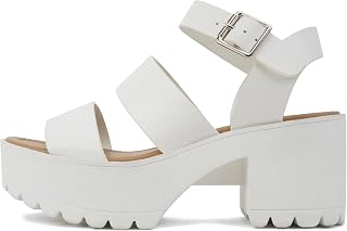 SODA ACCOUNT ~ Women Open Toe Two Bands Lug sole Fashion Block Heel Sandals with Adjustable Ankle Strap