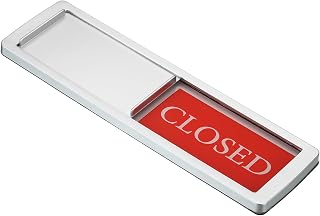7"x2" Open Close Sign, Magnetic Adhesive Back Sign Sliding Door Sign for Office Store Private Studio, Silver Tone