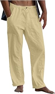 Men's Linen Trousers, Summer Long Casual Pants VDD673