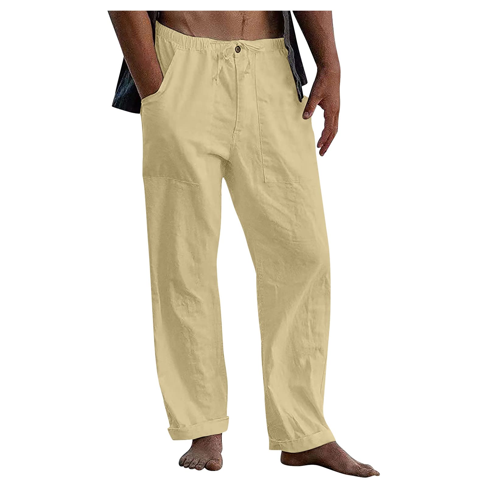 Men's Linen Trousers, Summer Long Casual Pants VDD673