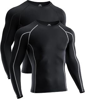 Niksa 2 Pieces Fitness T-Shirt Compression Shirt Men's Short-Sleeved Quick Dry Sports Shirt for Running, Gym