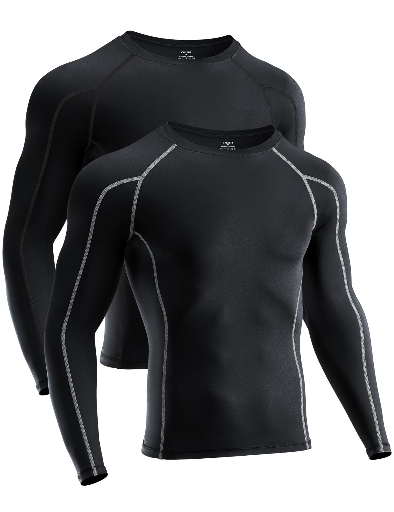 Niksa 2 Pieces Fitness T-Shirt Compression Shirt Men's Short-Sleeved Quick Dry S