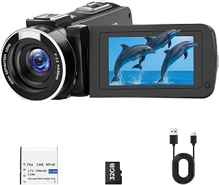 Camcorder Video Camera 2.7K 48MP, 3" 270° Flip Screen with 32GB SD Card | Vlogging Camera for YouTube, 18X Digital Zoom, Webcam, LED Fill Light, Anti-Shake, 32GB SD Card, Beginner Kids Teens