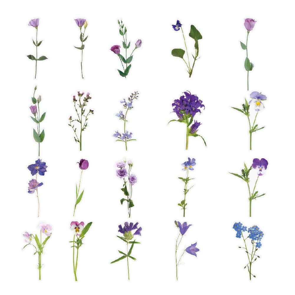 40 Pcs Flower Stickers for Water Bottle - Self Adhesive Transparent Waterproof V