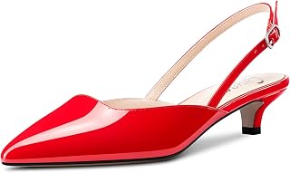 Castamere Women's Low Kitten Heel Heel Lace Toe Cap Sandals Slip-on Slingback Pumps Wedding Party Dress 3.5 cm Heels