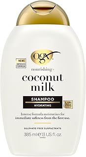 OGX Nourishing with Coconut Milk Hydrating Shampoo, Intensely Moisturizes for Immediate Softness from the First Use, Sulfate Free, 385ml