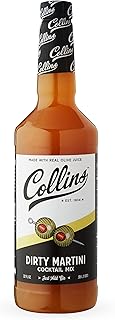 Collins Dirty Martini Mix, Made with Pure Olive Brine, Olive Juice for Dirty Martinis, Home Cocktail Bar and Bartending Mixer, 32 oz