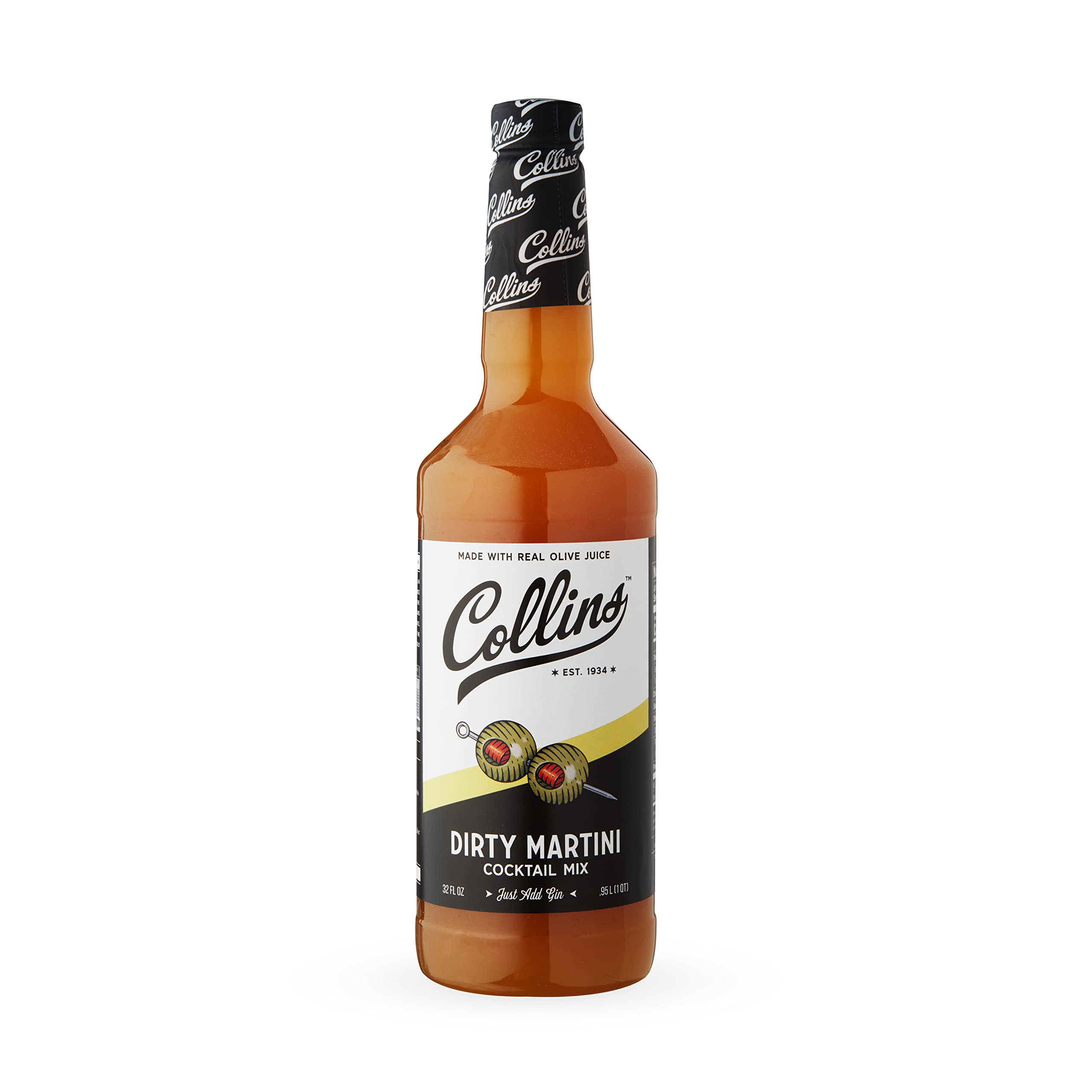 Collins Dirty Martini Mix, Made with Pure Olive Brine, Olive Juice for Dirty Mar