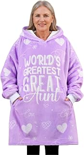 Huglanket Great Aunt Gifts from Niece, Plush Blankets for Auntie, Gift Ideas for Christmas, Birthday, Mother's Day- World's Greatest Great Aunt