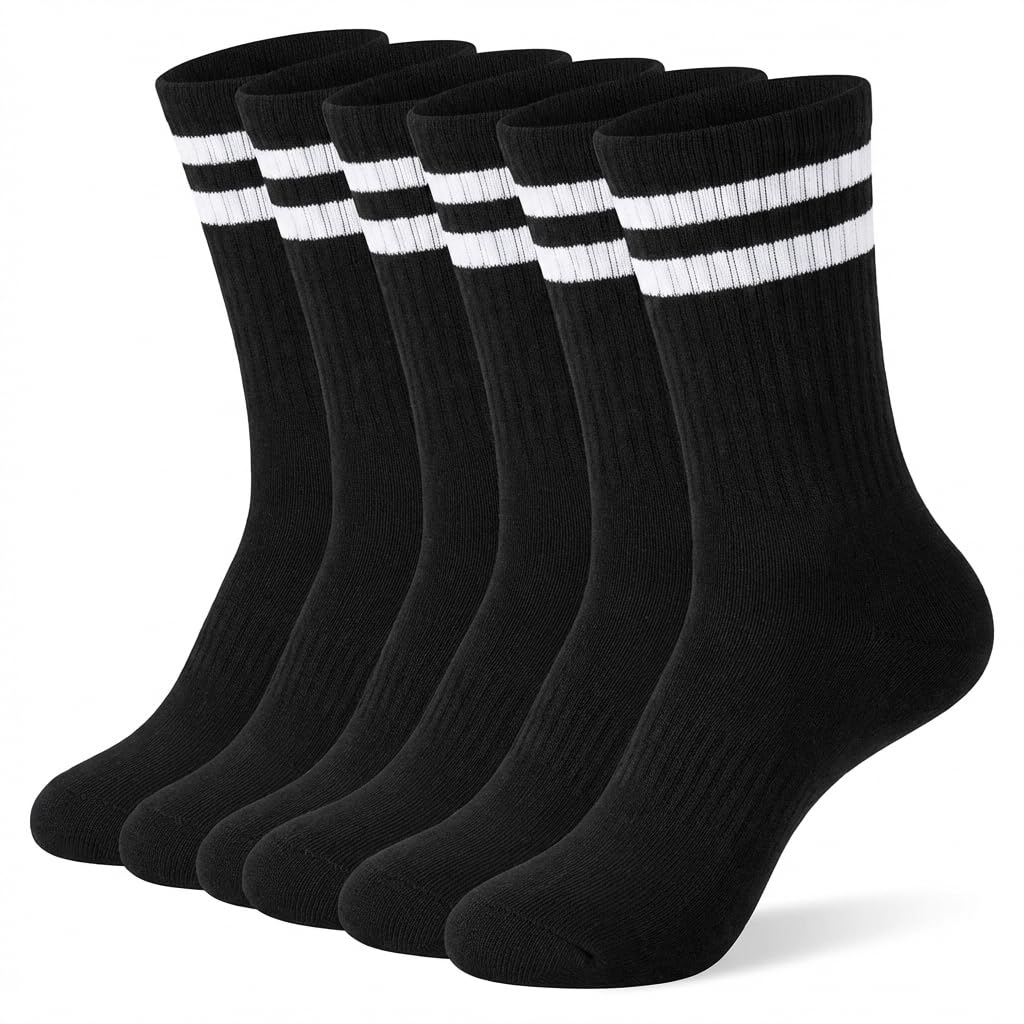 Womens Socks Cute Stripe Casual Cotton Crew Socks for Girls Ladies