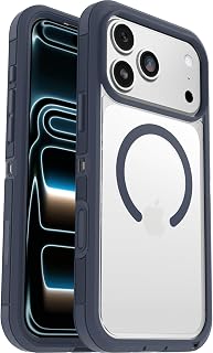 OtterBox Defender Series Pro XT Clear MagSafe Cover for iPhone 17 Pro Max, Shock and Drop Resistant, Ultra Rugged Case, Tested 7x vs MIL-STD 810G Anti-Drop Regulations, Transparent/Blue