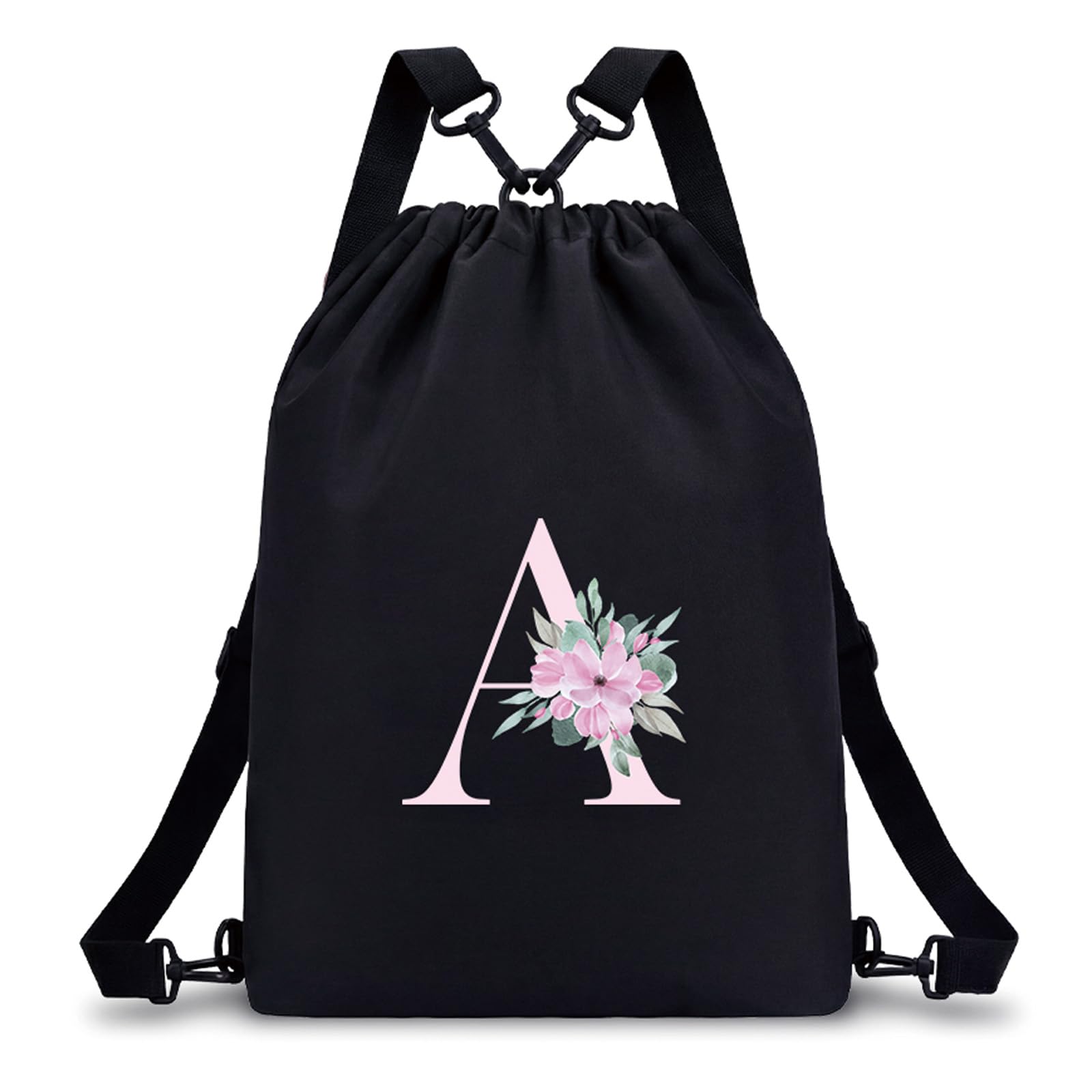 A-Z BAG Drawstring Backpack, Initial Gym Bag Gifts for Teen Girls