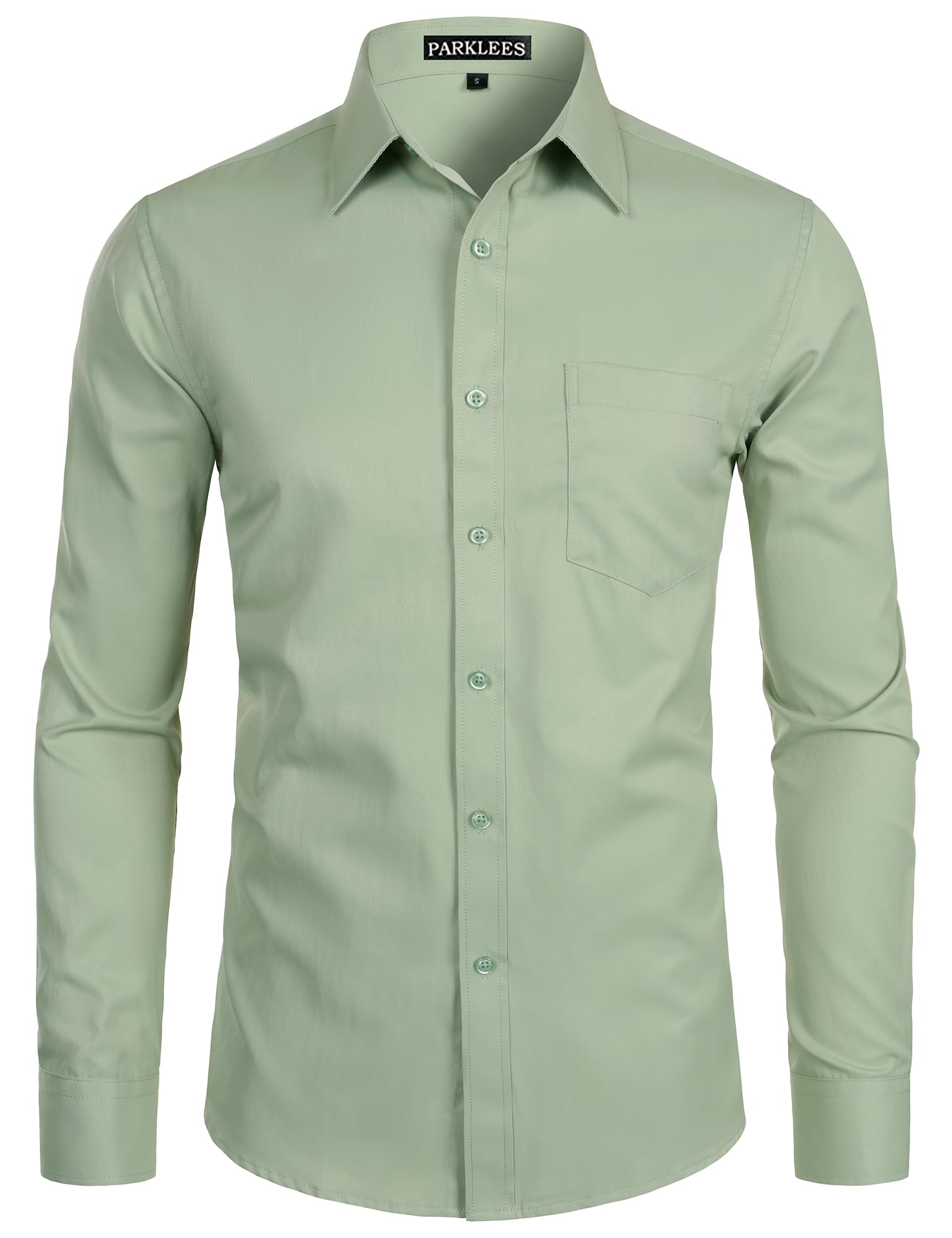 PARKLEES Mens Slim Fit Long Sleeve Casual Shirt with Pocket