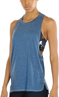 icyzone Women's Long Backless Sports Tank Top Breathable Loose T-Shirt for Fitness Yoga Running