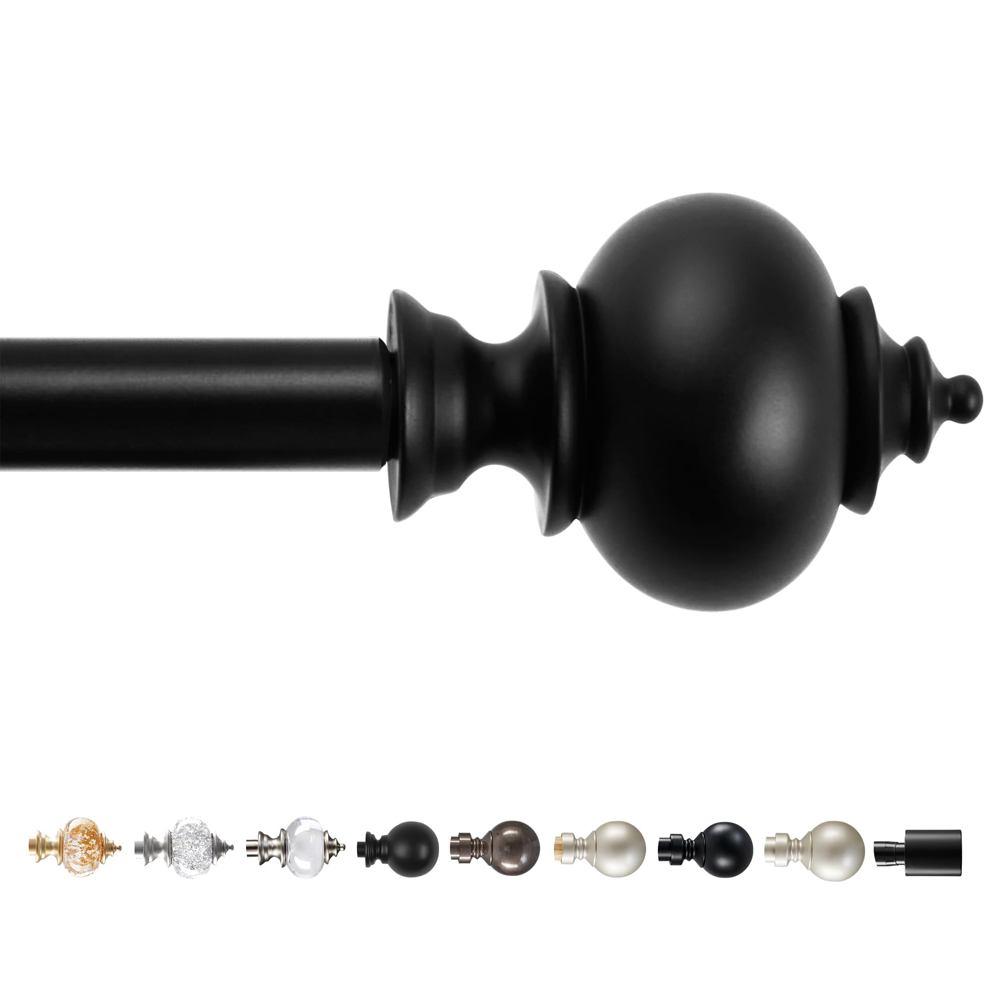 Deconovo Black Curtain Rods for Windows 48 to 84 Inches, Adjustable Decorative S