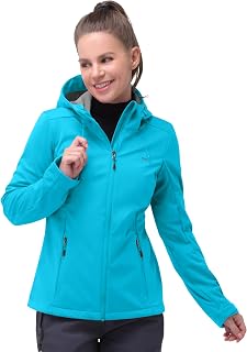 33,000ft Women's Softshell Waterproof Windproof Jacket Breathable Functional Jacket Lightweight Running Jacket with Hood for Running, Cycling, Hiking for Spring and Autumn