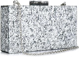 Gets Acrylic Purses and Handbags for Women Multicolor Perspex Geometric Patterns Box Clutch Banquet Evening Crossbody Handbag