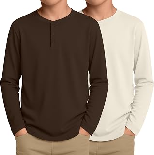 2 Pack Boys' Long Sleeve Henley Shirts
