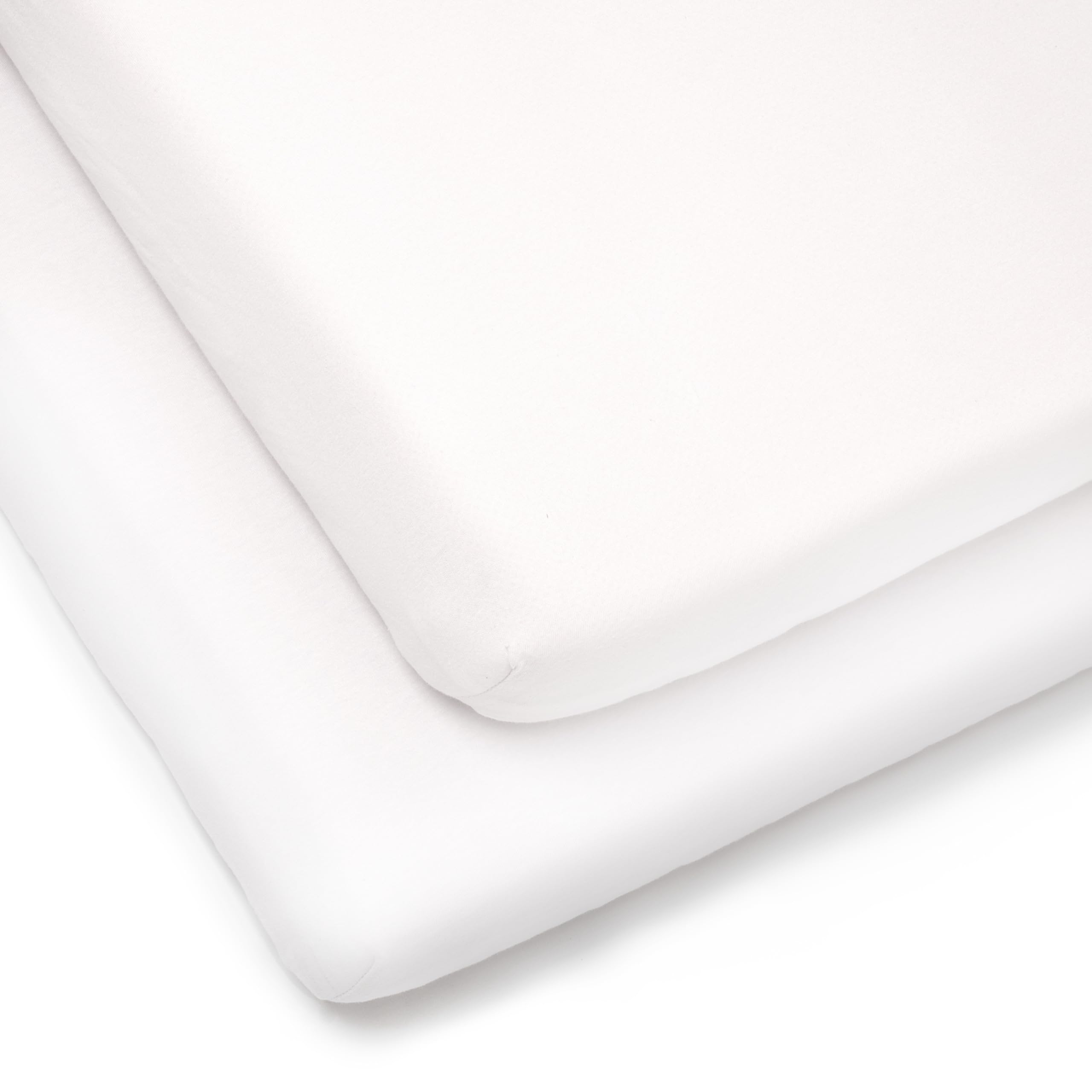 Clair de Lune 2 Pack Jersey Cotton Cot Bed Sheets 70 x 140 cm (White) | Breathab