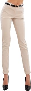 Toocool Women's Classic Trousers, Elegant Low Waist Trousers with Pockets and Belt, Women's Summer Pants AS-28251