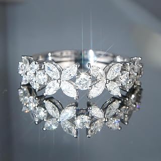 Aesthetic Rings for Women Flower Shaped Design with Shiny Cubic Zirconia