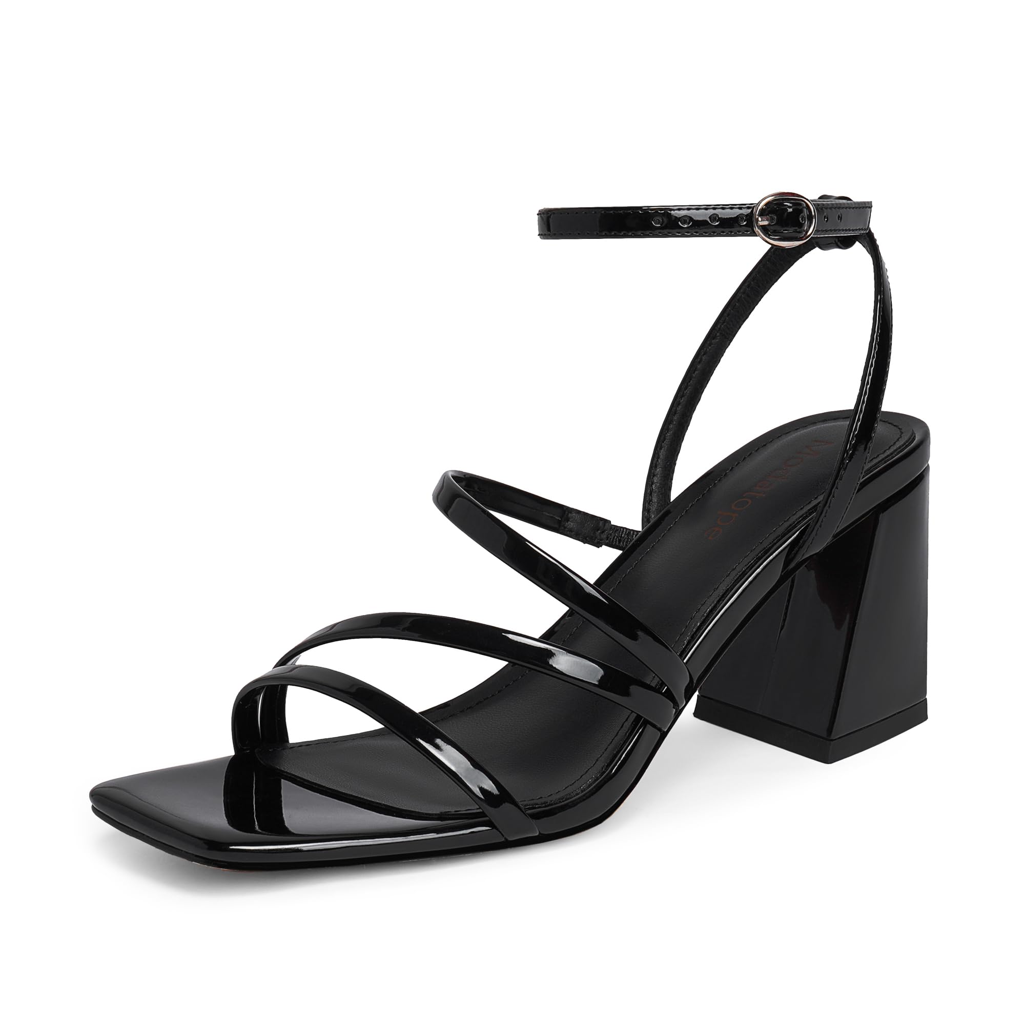 Modatope Women's Heeled Sandals Square Toe Chunky Strappy Heels Prom Shoes
