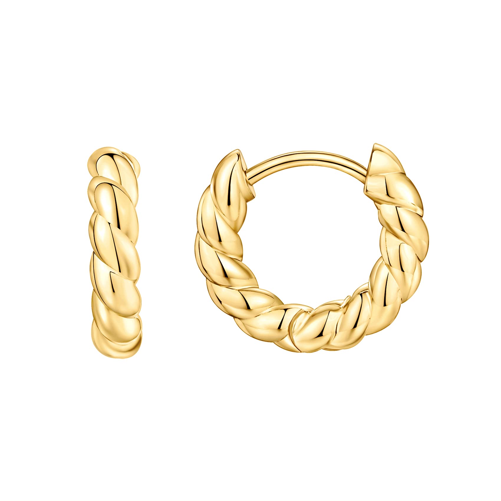 PAVOI 14K Gold Plated 925 Sterling Silver Post Twisted Huggie Earring | Women's 