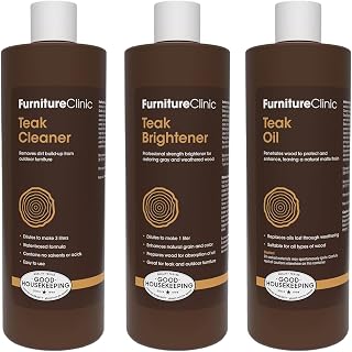 Furniture Clinic Teak Care Kit, Contains Cleaner, Brightener and Oil
