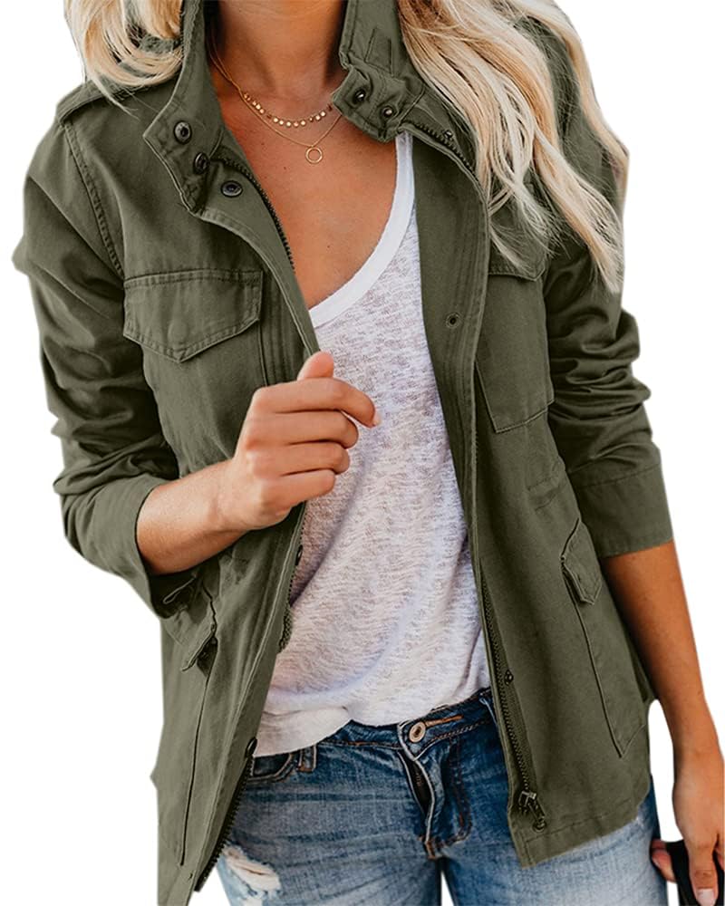 Imily Bela Women's Jacket Cotton Parka with Multiple Pockets