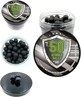 Rubber Balls in .50 Caliber 100 x Premium Quality 1.6 Grams Hard Rubberballs Reusable Paintballs Less Lethal Projectiles for Home Self Defense Training Pistols in 50 Cal.
