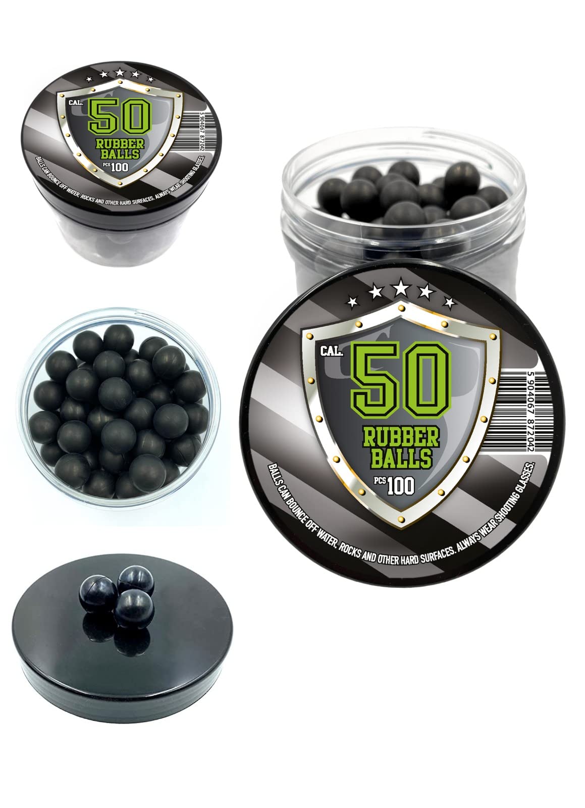 Rubber Balls in .50 Caliber 100 x Premium Quality 1.6 Grams Hard Rubberballs Reu