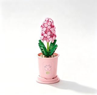 1 Pack Mini Pink Hyacinth Building Block Flower Potted Plant | Creative Flower，Colorful Decorations