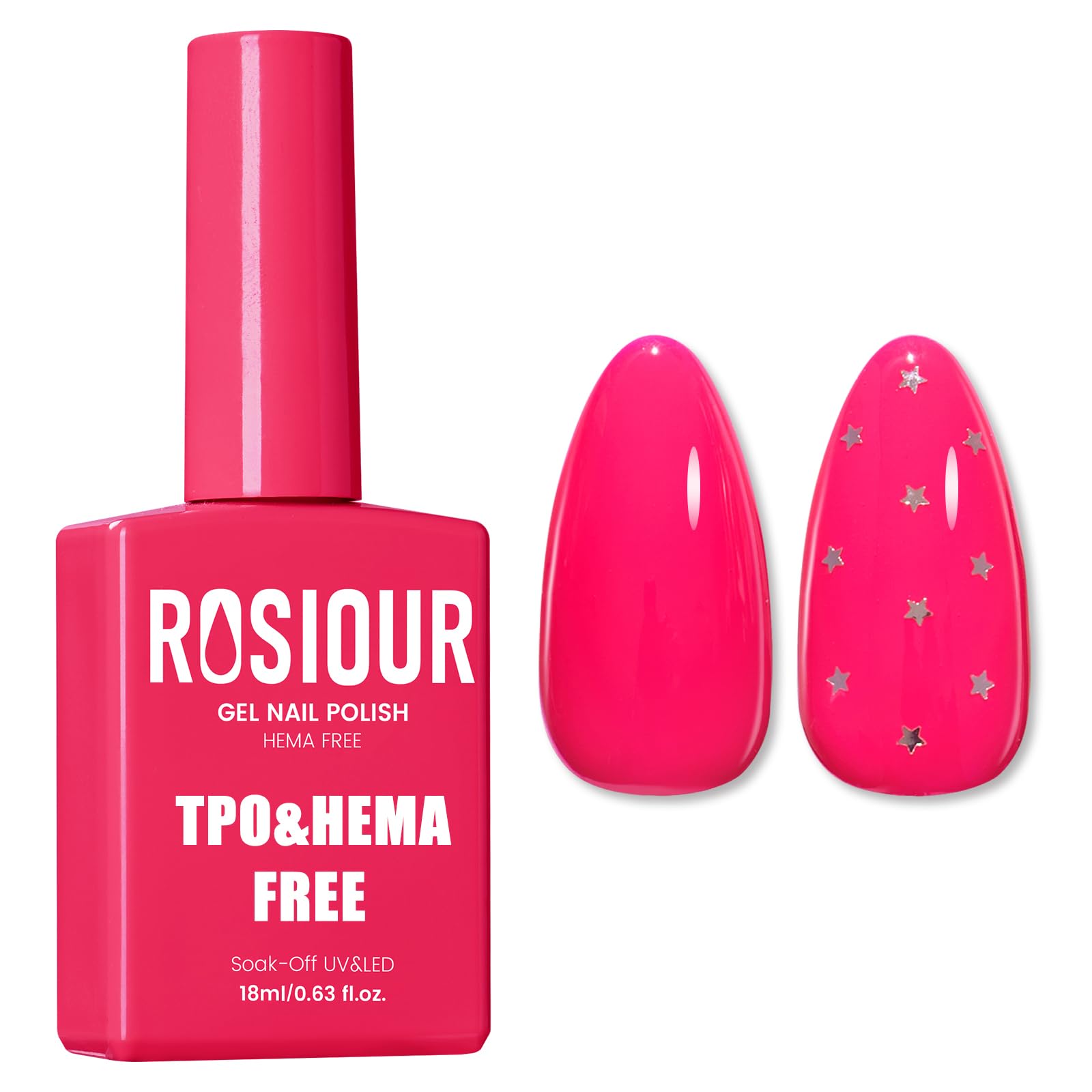 TPO and Hema Free Hot Pink Gel Nail Polish- 18ml Hypoallergenic Non Toxic Light 
