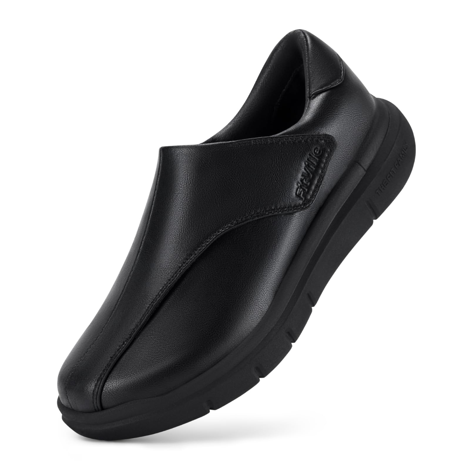 FitVille Men's Shoes Extra Wide Adhesive Closure Synthetic Leather Comfortable f