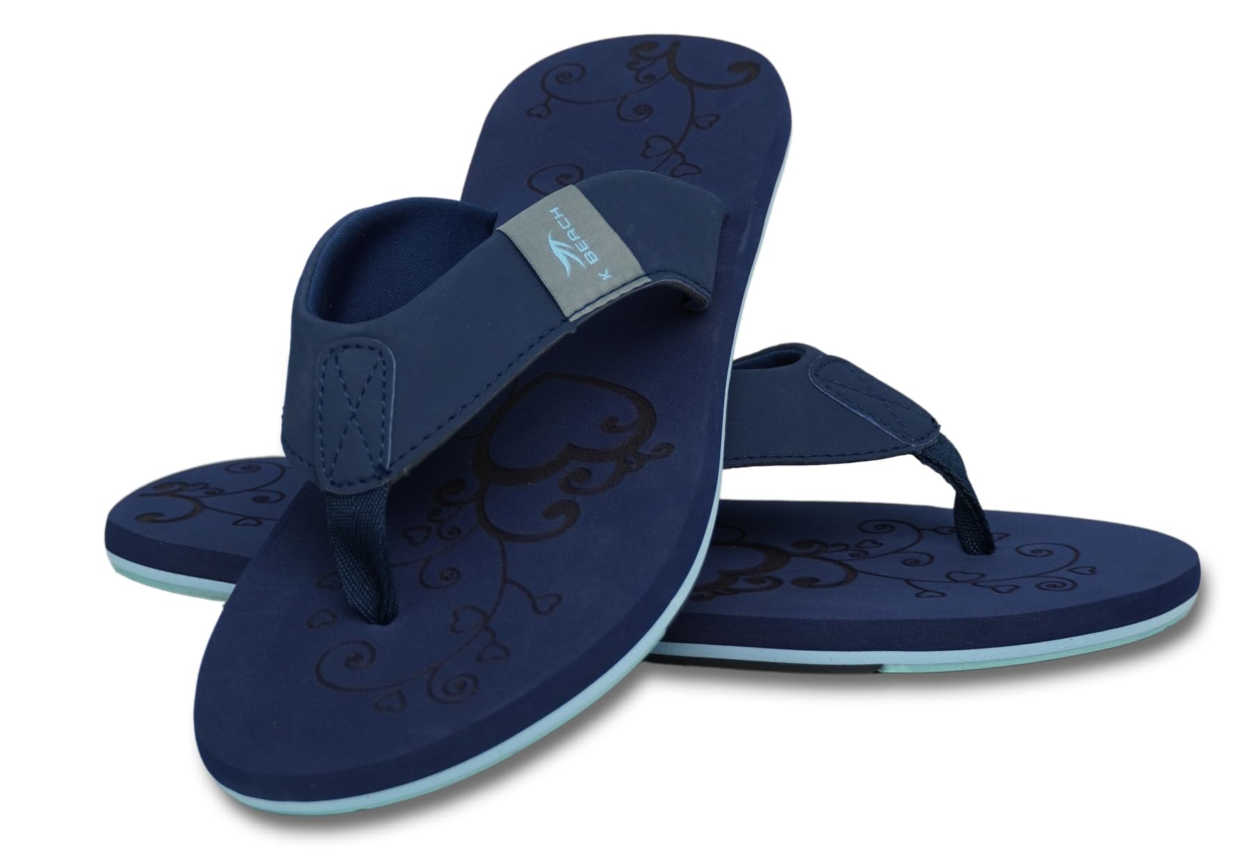 MADSea Women's Flip Flops Beach Shoes Dark Blue Light Blue
