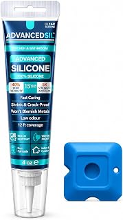 Silicone Sealant – Clear Kitchen & Bathroom Silicone Sealant with Finishing Tool for a Professional Finish | Waterproof & Anti-Mould Protection - 120ml