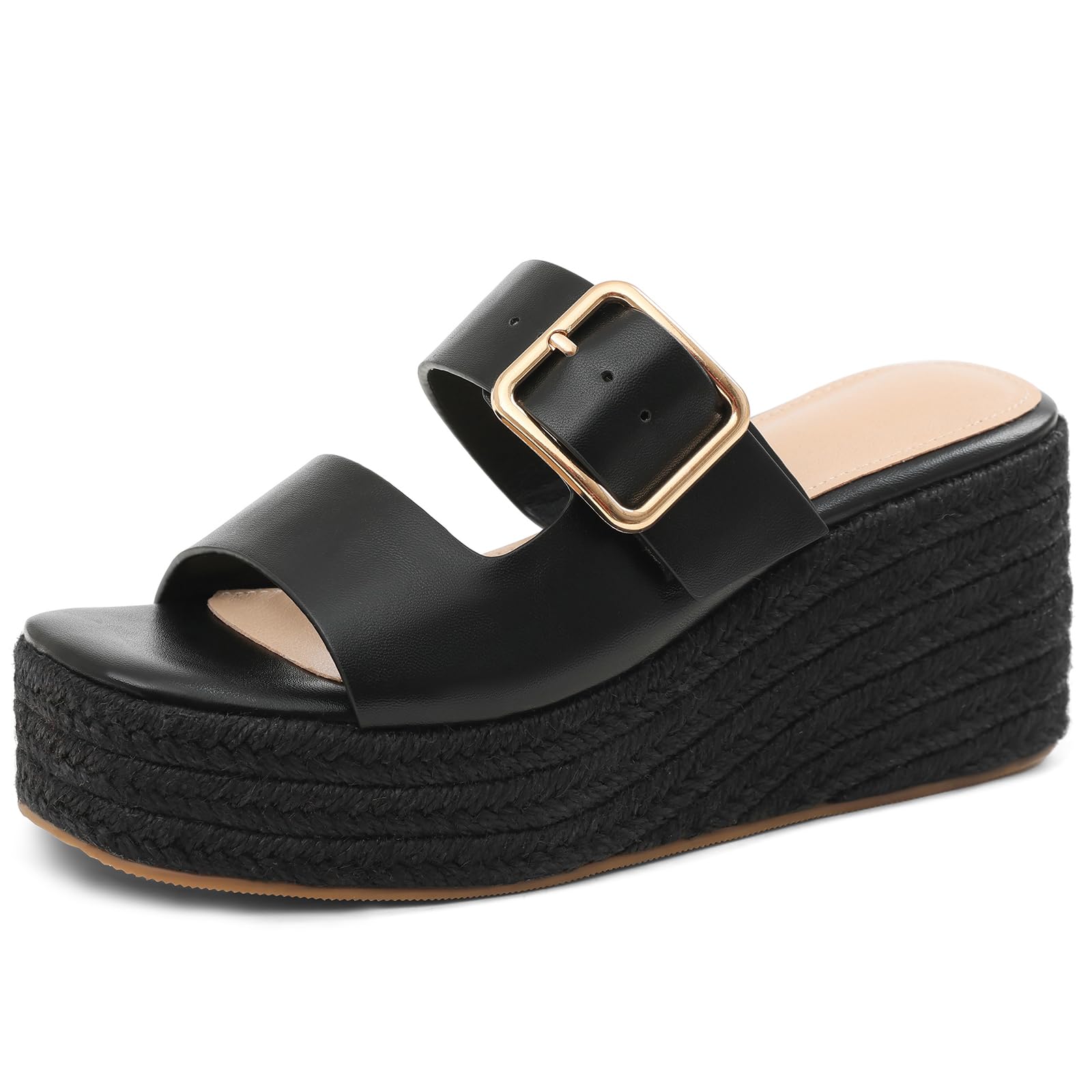 Platform Sandals for Women Summer Slip on Espadrille Wedges Slides