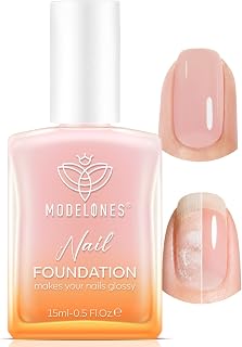 Modelones Nail Strengthener and Growth Peach Pink Nail Polish Nail Hardener | Extra Strong and Growth Fall Nail Repair Natural Glow Strengthening Polish Concealer Foundation Toenails Stuff Care Gift 15ml
