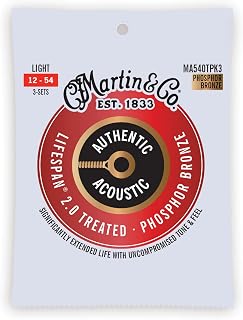 Martin LifeSpan 2.0 MA540TPK3 Authentic Acoustic - String Sets For Acoustic Guitar - Phosphor Bronze Light 012-054 - 3 Pack ,41Y18MA540TPK3